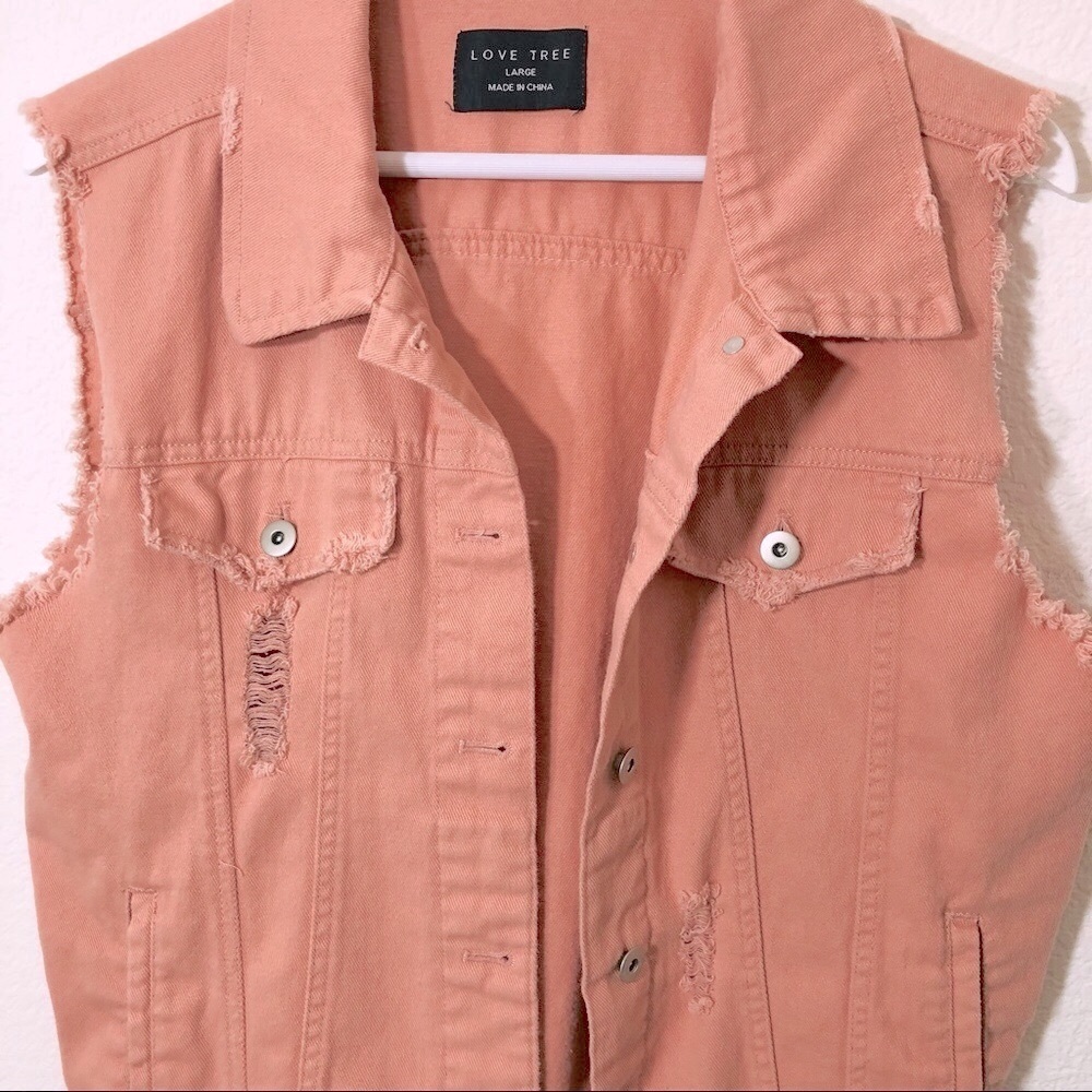 Love Tree Distressed Sleeveless Denim Jacket
